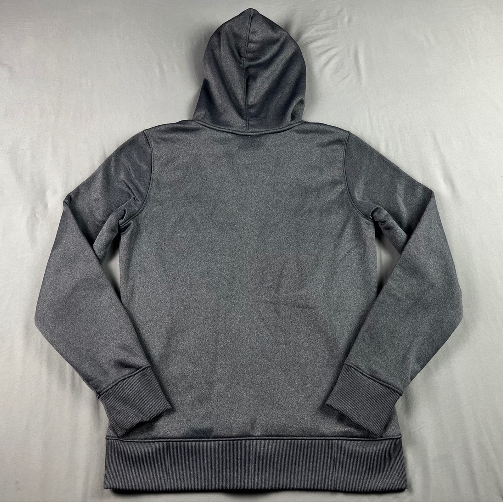Under Armour ColdGear Hoodie Womens XS Gray Neon Green Logo Loose Fit Sweatshirt - Picture 2 of 7